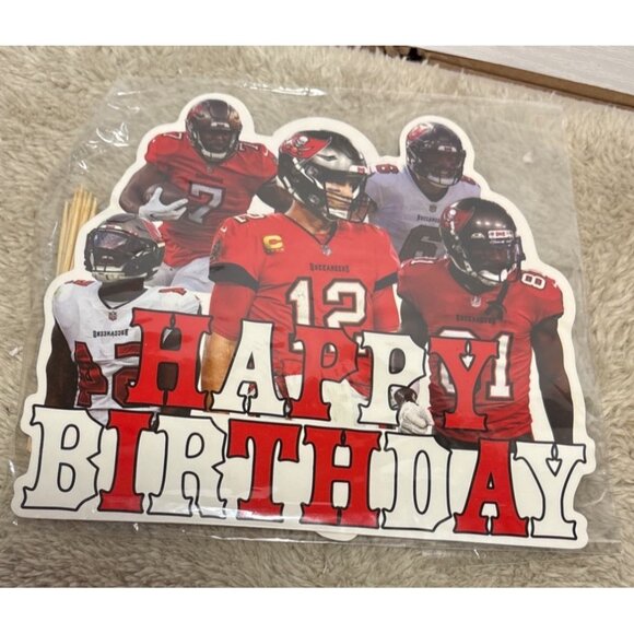 Tampa Bay Buccaneers Happy Birthday Party Banner & Cake Topper Set - Picture 4 of 7